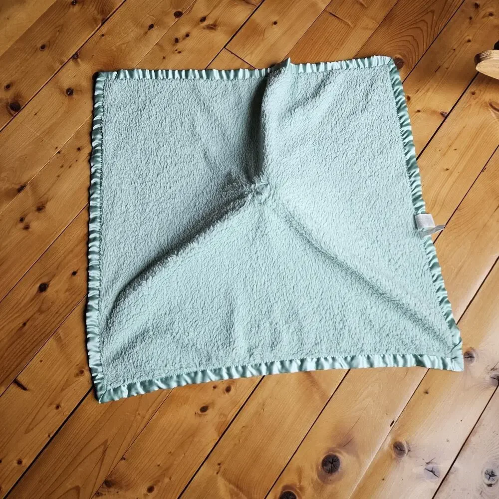 Cloud Island Panda Bear Lovey Mint Green White Stars Satin Baby Security Blanket